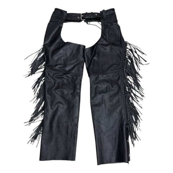 HOT LEATHERS Vintage Retro Leather FRINGE Motorcycle Biker Pants Mens Large - Picture 1 of 6